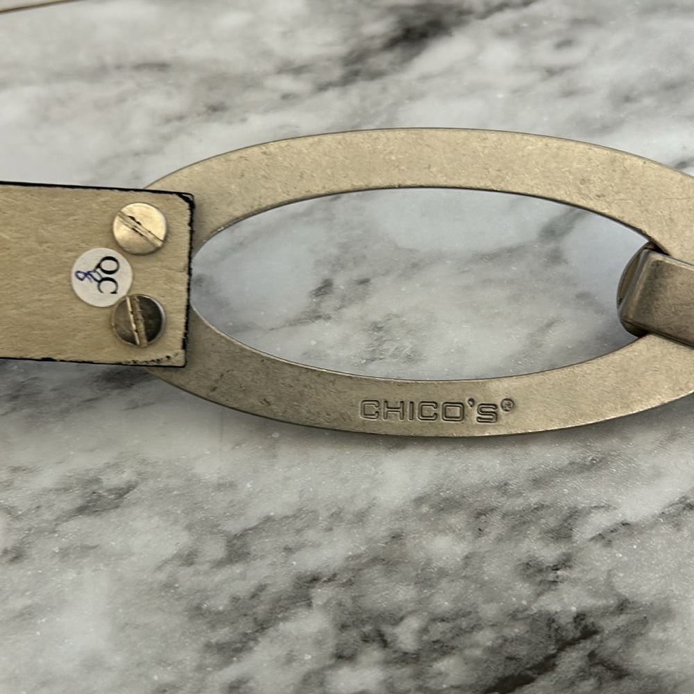 Chico’s Belt Genuine Leather black with silver buckle small medium adjustable - Picture 6 of 8